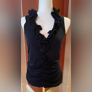 CAbi dark blue ruffle tank top. Size M.
